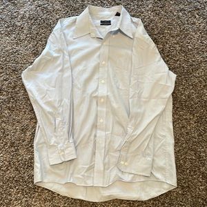 Men’s dress shirt button down blue and white pinstripe